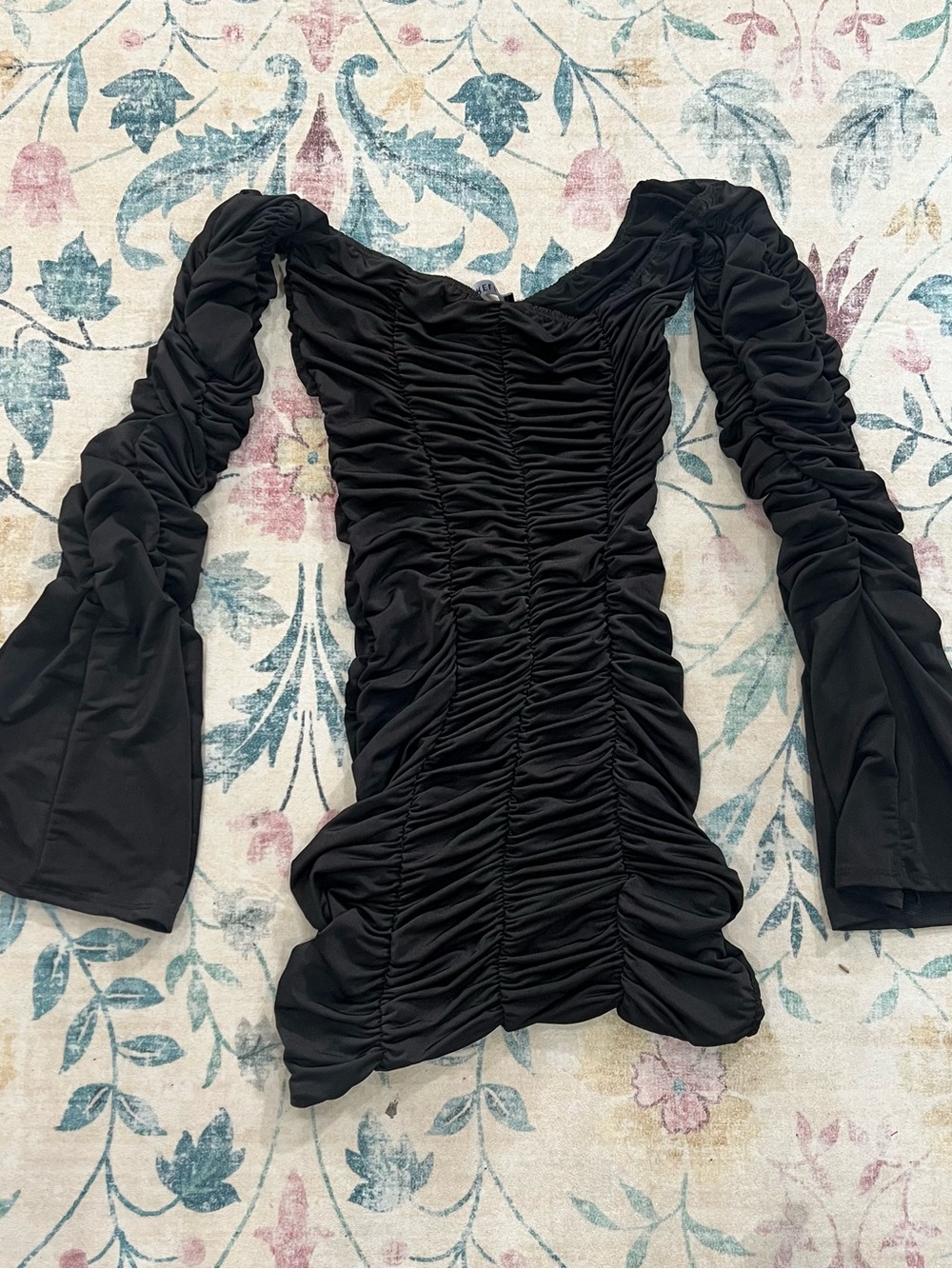 Sorrelli Black Ruched Off-Shoulder Mini Dress